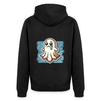 Sad Ghost Cute Weeping Ghosts - Unisex Premium Organic Zip Hoodie - black - Back - Nico (187cm)