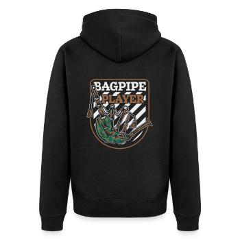 Dudelsackspieler Blasrohr Großer Highland-Spieler - Unisex Premium Bio Zip Hoodie - Schwarz - Hinten - Nico (187cm)