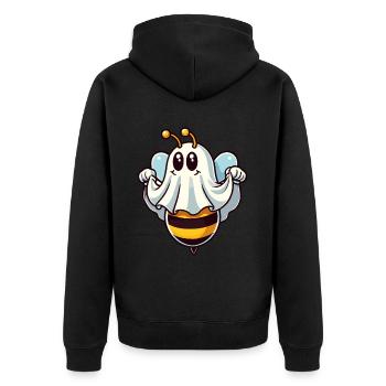 Funny Bee Ghost Cute Ghost Bee - Unisex Premium Organic Zip Hoodie - black - Back - Nico (187cm)