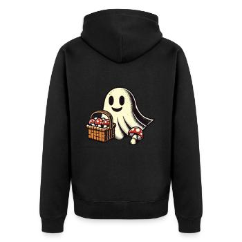 unheMushroom Picker Ghost Ghostly Mushroom Lover - Unisex Premium Organic Zip Hoodie - black - Back - Nico (187cm)