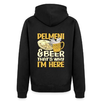 Russische Pelmeni Russische Knödel - Unisex Premium Bio Zip Hoodie - Schwarz - Hinten - Nico (187cm)