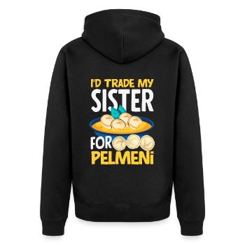 Russian pelmeni Russian dumplings - Unisex Premium Organic Zip Hoodie - black - Back - Nico (187cm)