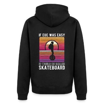 EUC Monowheel - Unisex Premium Bio Zip Hoodie - Schwarz - Hinten - Nico (187cm)