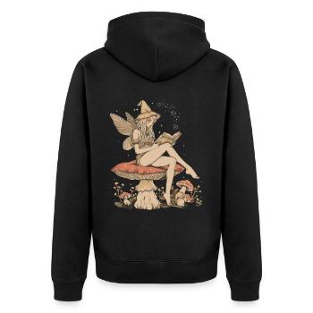 Cottagecore Aesthetic Fairy Book Mushroom Witch Fairyc - Unisex Premium Organic Zip Hoodie - black - Back - Nico (187cm)