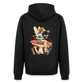 Cottagecore Aesthetic Fairy Book Mushroom Witch Fairyc - Unisex Premium Organic Zip Hoodie - black - Back - Nico (187cm)