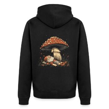 Cottagecore Ästhetische schlafende Elfe Pilz Witch - Unisex Premium Bio Zip Hoodie - Schwarz - Hinten - Nico (187cm)