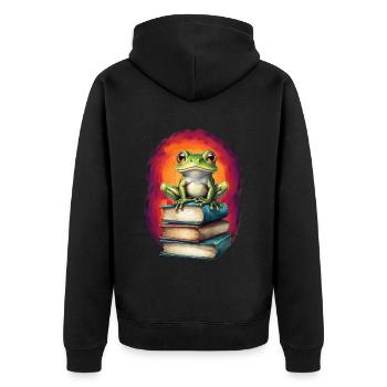 Frog Frogs Toad Child Kids Book Reading - Unisex Premium Organic Zip Hoodie - black - Back - Nico (187cm)