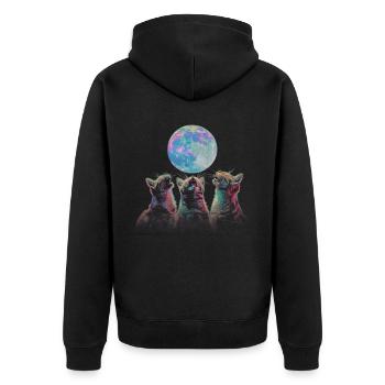 Chat américain à poil court Lune hurlante - Veste à capuche bio Premium Unisexe - noir - Dos - Nico (187cm)