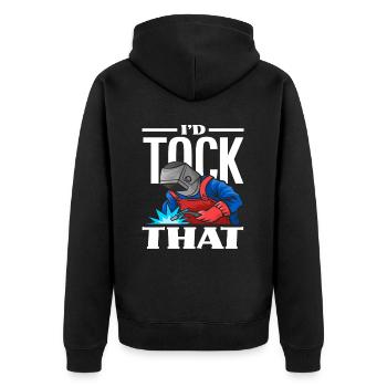 Schweißer: Ich Würde Das Schweißen - Unisex Premium Bio Zip Hoodie - Schwarz - Hinten - Nico (187cm)