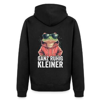 Ganz Ruhig Kleiner Lustiger Spruch - Unisex Premium Bio Zip Hoodie - Schwarz - Hinten - Nico (187cm)