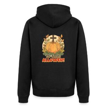 Essen Sie keine Kürbiskerne, keine Kerne erlaubt! - Unisex Premium Bio Zip Hoodie - Schwarz - Hinten - Nico (187cm)