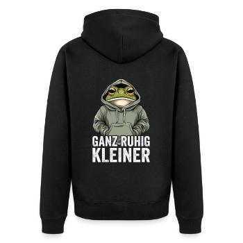 Ganz Ruhig Kleiner Lustiger Spruch - Unisex Premium Bio Zip Hoodie - Schwarz - Hinten - Nico (187cm)