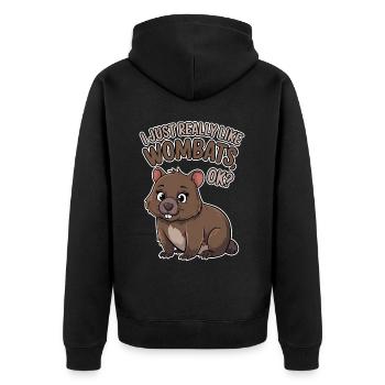 Wombat Disant Australie Drôle Wombats Cadeau - Veste à capuche bio Premium Unisexe - noir - Dos - Nico (187cm)