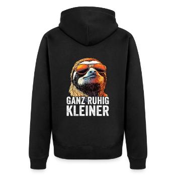 Ganz Ruhig Kleiner Lustiger Spruch - Unisex Premium Bio Zip Hoodie - Schwarz - Hinten - Nico (187cm)
