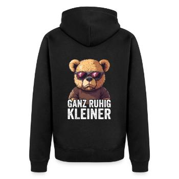 Ganz Ruhig Kleiner Lustiger Spruch - Unisex Premium Bio Zip Hoodie - Schwarz - Hinten - Nico (187cm)