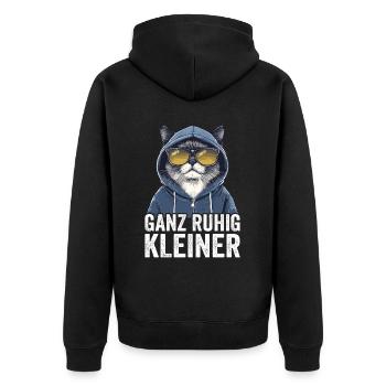 Ganz Ruhig Kleiner Lustiger Spruch - Unisex Premium Bio Zip Hoodie - Schwarz - Hinten - Nico (187cm)