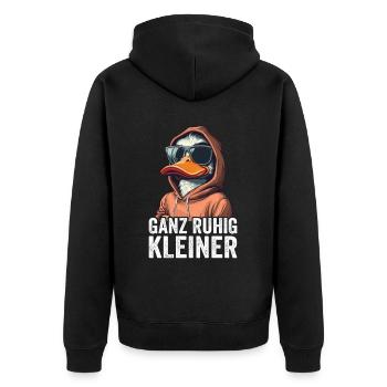 Ganz Ruhig Kleiner Lustiger Spruch - Unisex Premium Bio Zip Hoodie - Schwarz - Hinten - Nico (187cm)
