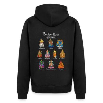 Bodhisattvas - Buddhistische Götter - Unisex Premium Bio Zip Hoodie - Schwarz - Hinten - Nico (187cm)