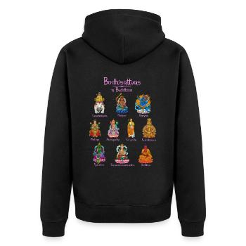 Bodhisattvas - Buddhismus - Unisex Premium Bio Zip Hoodie - Schwarz - Hinten - Nico (187cm)
