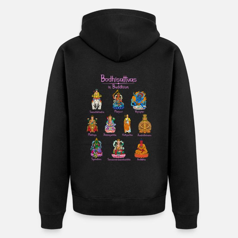 Bodhisattvas - Bouddhisme - Veste à capuche bio Premium Unisexe - noir