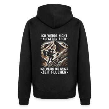 Berge Natur Bergsteigen Alpen Klettern Wandern - Unisex Premium Bio Zip Hoodie - Schwarz - Hinten - Nico (187cm)