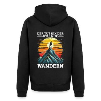 Berge Natur Bergsteigen Alpen Klettern Wandern - Unisex Premium Bio Zip Hoodie - Schwarz - Hinten - Nico (187cm)