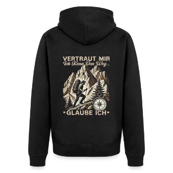 Berge Natur Bergsteigen Alpen Klettern Wandern - Unisex Premium Bio Zip Hoodie - Schwarz - Hinten - Nico (187cm)