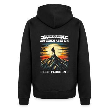Berge Natur Bergsteigen Alpen Klettern Wandern - Unisex Premium Bio Zip Hoodie - Schwarz - Hinten - Nico (187cm)