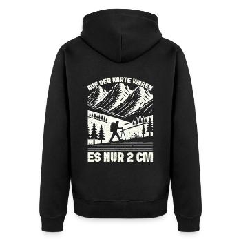 Berge Natur Bergsteigen Alpen Klettern Wandern - Unisex Premium Bio Zip Hoodie - Schwarz - Hinten - Nico (187cm)