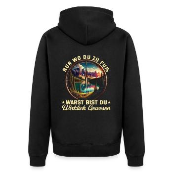 Berge Natur Bergsteigen Alpen Klettern Wandern - Unisex Premium Bio Zip Hoodie - Schwarz - Hinten - Nico (187cm)