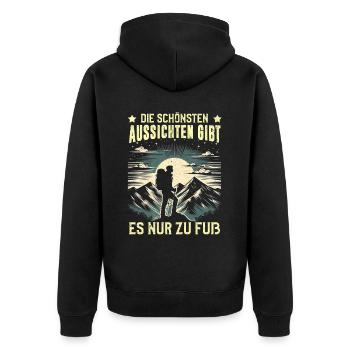 Berge Natur Bergsteigen Alpen Klettern Wandern - Unisex Premium Bio Zip Hoodie - Schwarz - Hinten - Nico (187cm)