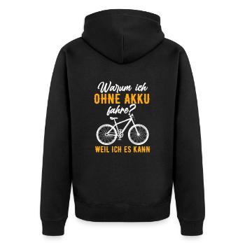 Fahrrad Mountainbike Rennrad E-Bike Fahrradfahrer - Unisex Premium Bio Zip Hoodie - Schwarz - Hinten - Nico (187cm)