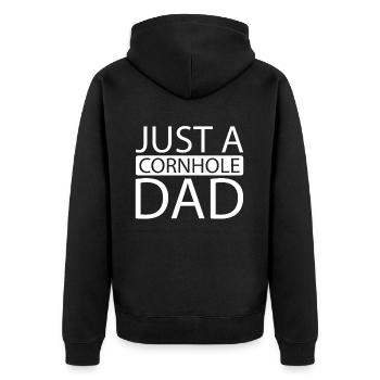 Cornhole Blind Hole Game Just A Cornhole Dad - Unisex Premium Organic Zip Hoodie - black - Back - Nico (187cm)