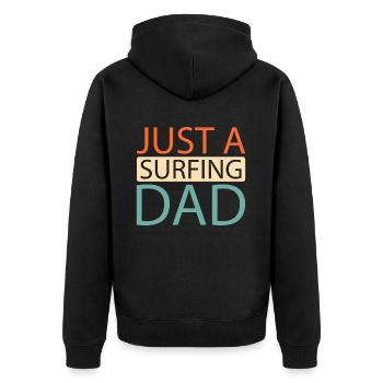 Surfer Surfen Just A Surfing Dad - Unisex Premium Bio Zip Hoodie - Schwarz - Hinten - Nico (187cm)