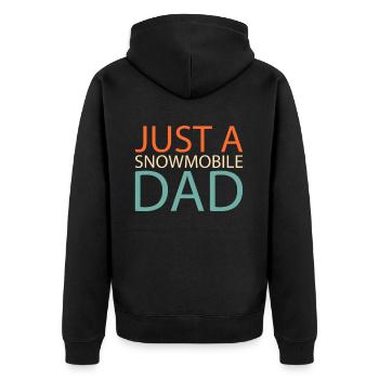 Schneemobil Motorschlitten Just A Snowmobile Dad - Unisex Premium Bio Zip Hoodie - Schwarz - Hinten - Nico (187cm)