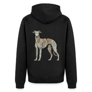 Greyhound Greyhound Fingerprint - Unisex Premium Organic Zip Hoodie - black - Back - Nico (187cm)