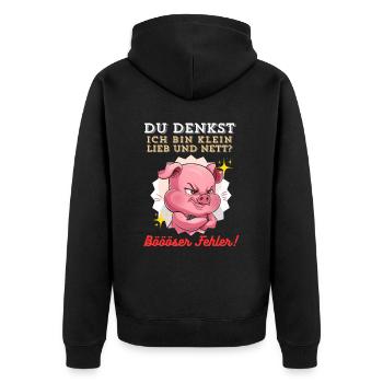 Pig Tshirt Funny Funny Humor Women Cute - Unisex Premium Organic Zip Hoodie - black - Back - Nico (187cm)