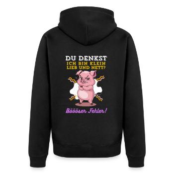 Pig Tshirt Funny Funny Humor Women Cute - Unisex Premium Organic Zip Hoodie - black - Back - Nico (187cm)