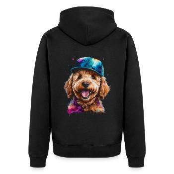 Goldendoodle Snapback Cap Chien Animal Design Print - Veste à capuche bio Premium Unisexe - noir - Dos - Nico (187cm)