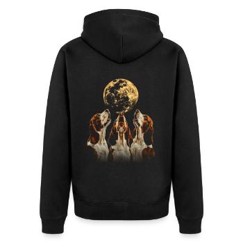 Basset Hound Chien Lune Hurlante - Veste à capuche bio Premium Unisexe - noir - Dos - Nico (187cm)