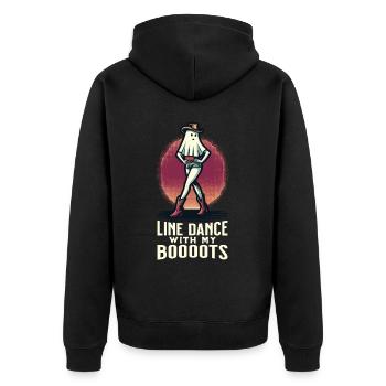 Cowboy Mit Boots Lustiges Line Dance Gespenst - Unisex Premium Bio Zip Hoodie - Schwarz - Hinten - Nico (187cm)