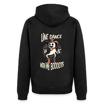 Cowboy Mit Boots Line Dance Gespenst - Unisex Premium Bio Zip Hoodie - Schwarz - Hinten - Nico (187cm)