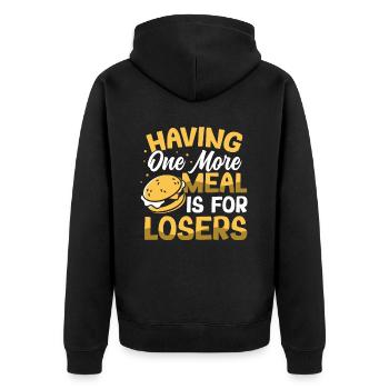 Intermittent fasting Weight loss - Unisex Premium Organic Zip Hoodie - black - Back - Nico (187cm)