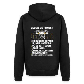 Pilote de drone quadricoptère Quadricoptère volant - Veste à capuche bio Premium Unisexe - noir - Dos - Nico (187cm)