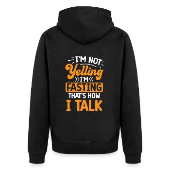 Intermittent fasting Weight loss - Unisex Premium Organic Zip Hoodie - black - Back - Nico (187cm)