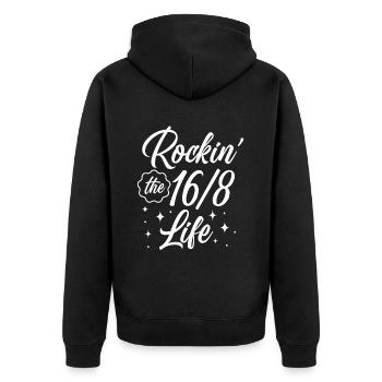 Intermittent fasting Weight loss - Unisex Premium Organic Zip Hoodie - black - Back - Nico (187cm)