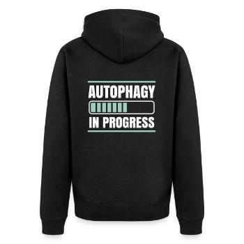 Intermittent fasting Weight loss - Unisex Premium Organic Zip Hoodie - black - Back - Nico (187cm)