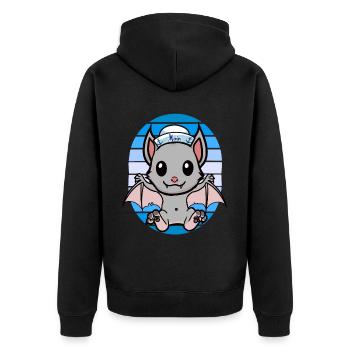 maritim Matrosen Fledermaus Fledermäuse Kinder - Unisex Premium Bio Zip Hoodie - Schwarz - Hinten - Nico (187cm)