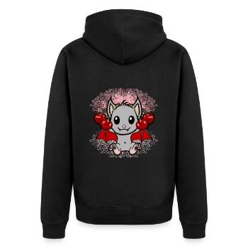 bat bats cherries cherry blossom fruit - Unisex Premium Organic Zip Hoodie - black - Back - Nico (187cm)