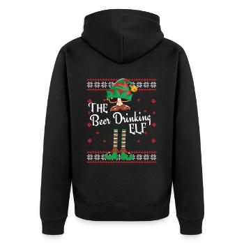 Tenue de Noël drôle de lutin buveur de bière - Veste à capuche bio Premium Unisexe - noir - Dos - Nico (187cm)